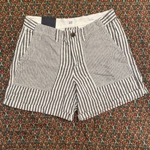 NWT Gap Girlfriend Chino Shorts Size 6 Black & White Linen Blend 5” Inseam